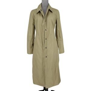 Gap Jacket Womens Medium Beige Cotton Twill Long Snaps Duster 2001 Vintage